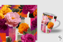 Pink Garden Roses Floral Collage Digital Paper Product Image 1