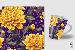 Yellow Chrysanthemum Flowers Seamless Patterns Product Image 2