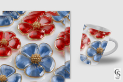 3D American Glass Flowers Seamless Patterns Product Image 2