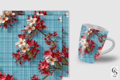 Red Plumeria and Blue Plaid Pattern Product Image 4