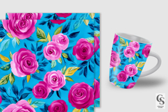 Fuchsia Pink Watercolor Roses Seamless Pattern Product Image 2