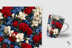 Patriotic Red Blue Flowers Seamless Pattern Product Image 5