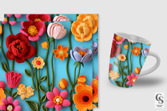 3D Spring Colorful Crochet Flowers Digital Paper Product Image 4
