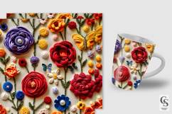 3D Beaded Crochet Flowers Seamless Patterns Product Image 2