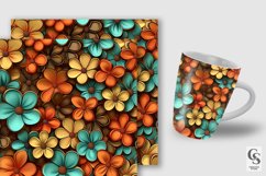 Groovy 3D Flowers Pattern Digital Papers Product Image 2