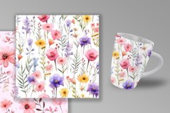 Watercolor Wildflowers Seamless Pattern Digital Papers Product Image 3