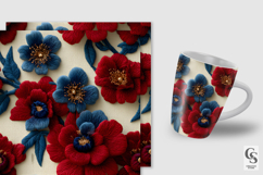 Red Blue Floral Embroidery Seamless Patterns Product Image 4