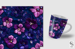 Purple Floral Embroidery Seamless Patterns Product Image 4