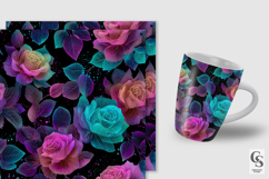 Neon Glowing Rose Flowers Seamless Patterns Product Image 4