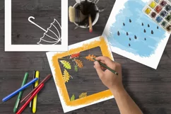 Autumn 3D picture for coloring. Paper cut SVG Product Image 2