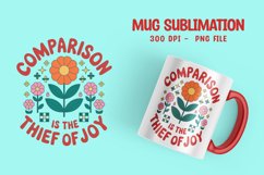 Positive Saying Quote with Flower Mug Sublimation PNG Product Image 1