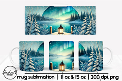 Christmas mug sublimation designs, Winter landscape png Product Image 1