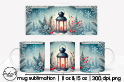 Christmas mug sublimation designs, Winter landscape png Product Image 1