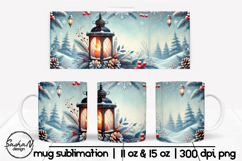 Christmas mug sublimation designs, Winter landscape png Product Image 1