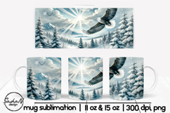 Christmas mug sublimation designs, Winter landscape png Product Image 1