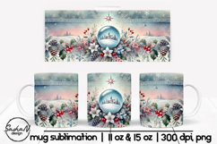 Christmas mug sublimation designs, Winter landscape png Product Image 1