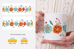 Floral Mug Sublimation Wraps in PNG. 11oz & 15oz Mugs Product Image 3