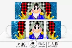 christmas sublimation design with a nutcracker shown on mugs