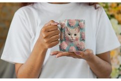 3D Cat and Flowers Mug Wrap | Sublimation Coffee Cup Product Image 2