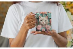3D Cat and Flowers Mug Wrap | Sublimation Coffee Cup Product Image 3