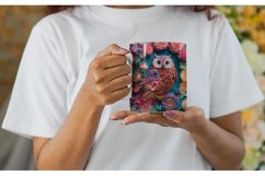3D Owl and Flowers Mug Wrap | Sublimation Coffee Cup Product Image 2