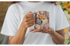 3D Shiba Inu Dog Floral Mug Wrap | Sublimation Coffee Product Image 5