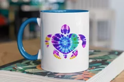 Tie Dye Heart Turtles Sublimation PNG - Watercolor Turtles Product Image 2