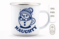 Cute Snowman Peeking out of a Cup | Christmas |Naughty SVG Product Image 2