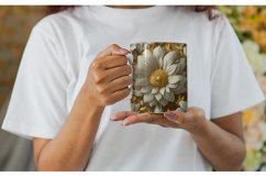 3D Golden Flowers Mug Wrap | Sublimation Coffee Cup Product Image 2