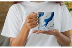 White Blue Liquid Marble with Gold | Mug sublimation design Product Image 8