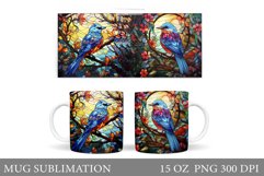 Stained Glass Birds Mug Design. Birds Mug Sublimation Product Image 1