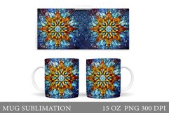 Stained Glass Snowflake Mug Wrap. Snowflakes Mug Design Product Image 1