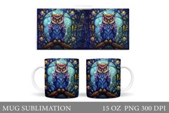 Stained Glass Owl Mug Design. Owl Mug Sublimation Product Image 1