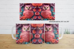 3D Owl and Flowers Mug Wrap | Sublimation Coffee Cup Product Image 3