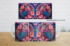 3D Owl and Flowers Mug Wrap | Sublimation Coffee Cup Product Image 3