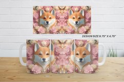 3D Shiba Inu Dog Floral Mug Wrap | Sublimation Coffee Product Image 6