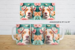 3D Dog Floral Mug Wrap | Sublimation Coffee Product Image 5