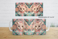 3D Cat and Flowers Mug Wrap | Sublimation Coffee Cup Product Image 3