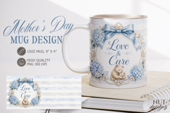 Blue Mothers Day Mug wrap Love and Care Floral Mug Design Product Image 1