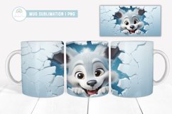 3D Baby Wolf Mug Wrap I Coffee Mug Sublimation Design Product Image 1