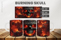 Burning Skull Mug Wrap Sublimation |11oz, 12oz &amp; 15oz Product Image 1