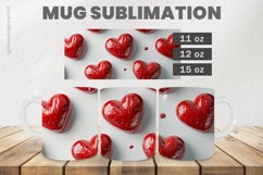 Red Heart Mug Wrap Sublimation |11oz, 12oz &amp; 15oz Product Image 1