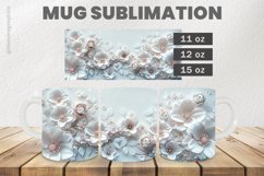 White Flowers Mug Wrap Sublimation |11oz, 12oz &amp; 15oz Product Image 1