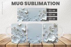 White Flowers Mug Wrap Sublimation |11oz, 12oz &amp; 15oz Product Image 1