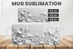 White Flowers Mug Wrap Sublimation |11oz, 12oz &amp; 15oz Product Image 1