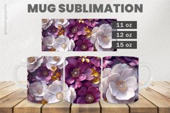 3D Flowers Mug Wrap Sublimation |11oz, 12oz &amp; 15oz Product Image 1