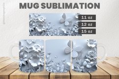 White Flowers Mug Wrap Sublimation |11oz, 12oz &amp; 15oz Product Image 1