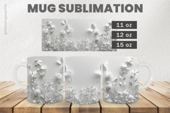 White Flowers Mug Wrap Sublimation |11oz, 12oz &amp; 15oz Product Image 1