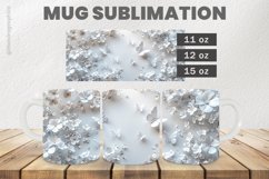 White Flowers Mug Wrap Sublimation |11oz, 12oz &amp; 15oz Product Image 1