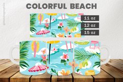 Colorful Beach Mug Wrap Sublimation |11oz, 12oz &amp; 15oz Product Image 1